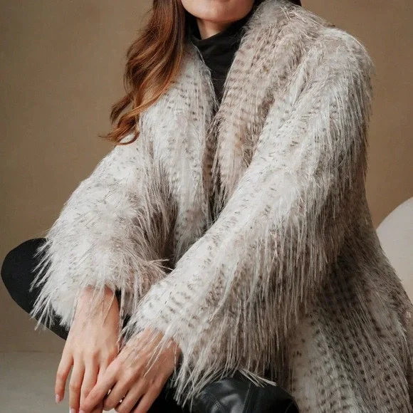 Casual Women's Fashion Faux Fur Long Coat - Picture 2 of 6